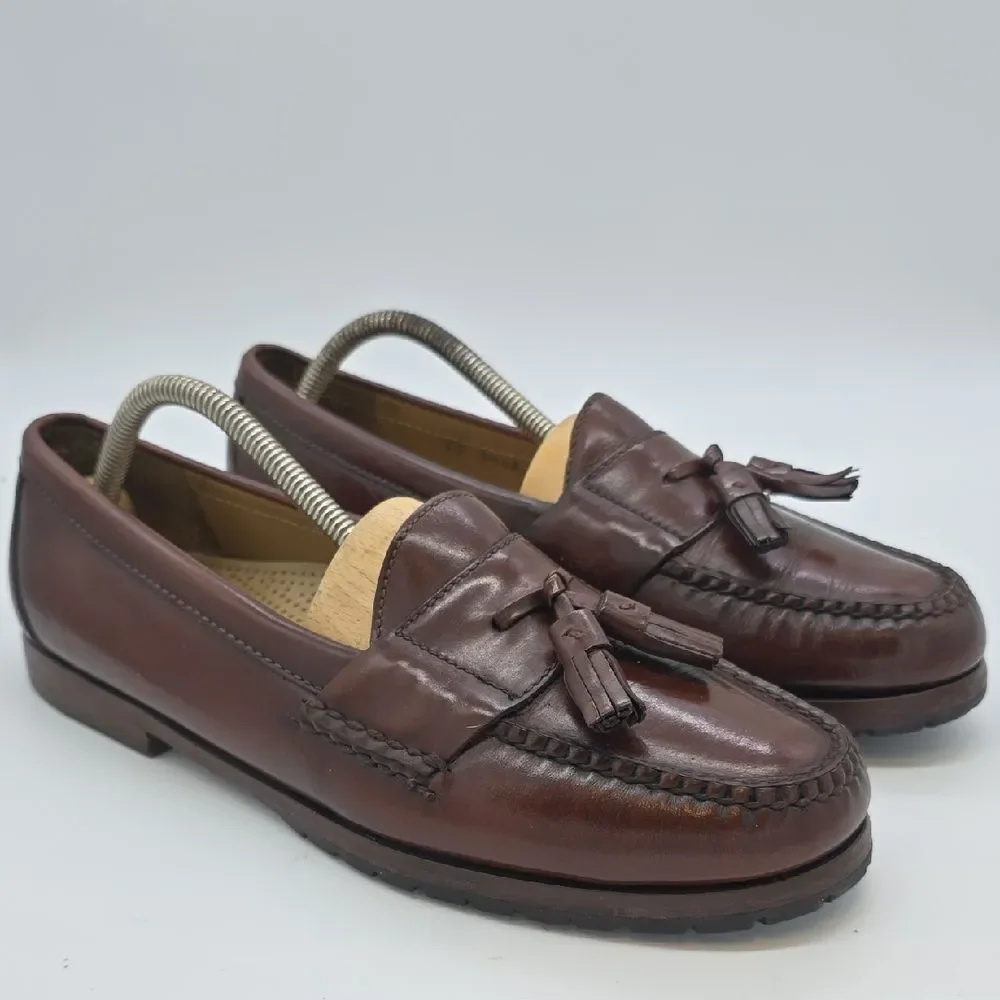 Cole Haan Brown Leather Tassel Slip-On Loafers